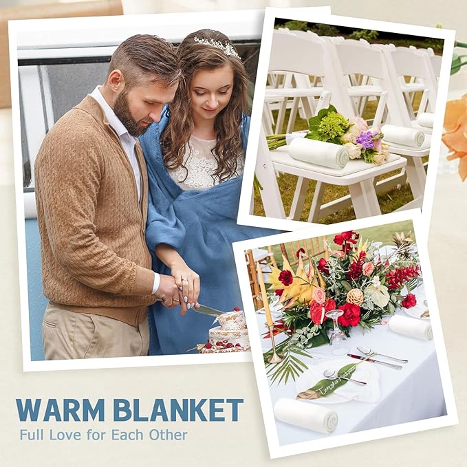 12PCS Fleece Throw Blankets Bulk 60 x 50 in Soft Blankets Fabric Warm Lightweight Wool Blanket Cozy Coverlet for Beds Sofas Home for All Seasons (12, White + Sky Blue, 50"x60")