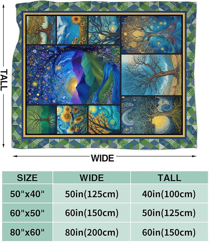 Tree of Life Blanket for Girls Women Boys Men Adults Kids Soft Cozy Fleece Tree Painting Art Throw Blankets Gifts Warm Flannel Plush Lightweight Decor for Couch Bed Sofa 50"X40"