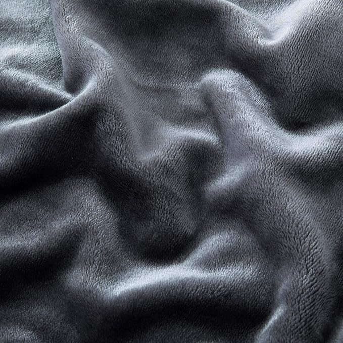 MOONLIGHT20015 Queen Size 90x90 Inch 400 GSM Super Soft Dark Grey Fleece Blanket
