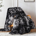 COOVA Ultra Soft Faux Fur Throw Blanket – Fuzzy Fluffy Cozy Microfiber Blankets, Warm Thick Plush Sherpa Fleece Throw Blanket for Couch,Bed,Sofa,Ideal Gift for Women.(Tie Dye Black, 50"x60")