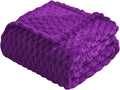 Vessia Flannel Fleece Throw Blanket(50x70 inch), 3D Jacquard Purple Fuzzy and Warm Blanket for Couch,Sofa,Bed,Chair, 300GSM Super Soft Touch Cozy Lightweight Throw for All-Season Home Decor