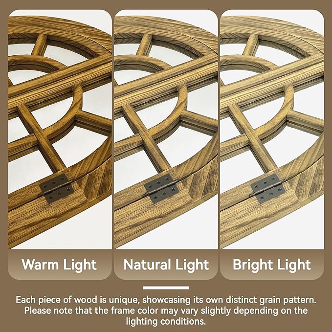 Window Mirrors for Wall Decor -Arched Wall Mirror Farmhouse Wall Decor Wood Frame Decorative Wall Mirrors Like Window for Bedroom, Living Room, Entrance, Dining Room