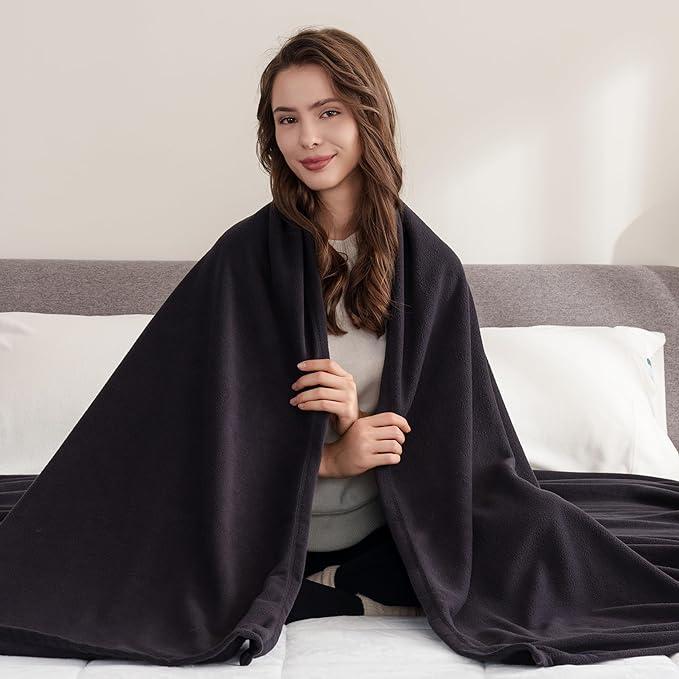 Berkshire Blanket Microfleece Throw Size Bed Throw Blanket Black, Lightweight Soft Breathable Plush Micro Fleece Throw Blanket for Travel, Bed and Couch, 50x60 Inches