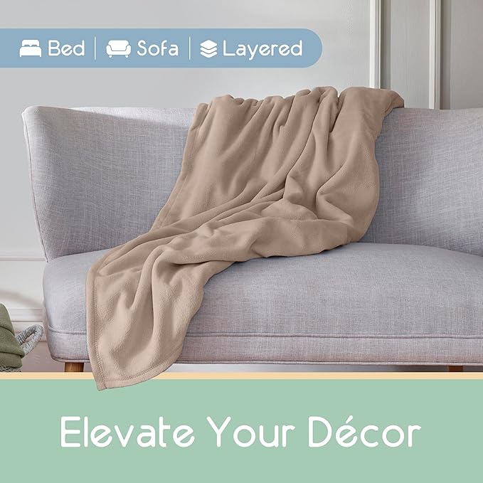 Twin Size Microfleece Blanket | Fleece Bed Blanket | All-Season Comfort| Supersoft Lightweight | Plush Throw Blanket for Bed Couch or Sofa | Pet-Friendly | Nutmeg