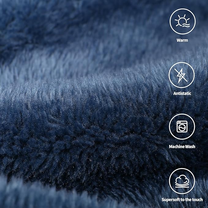 Plush Fleece Throw Blanket for Couch and Bed, Fluffy Fuzzy Cozy Soft Blankets All Season Use (50x60 Inches,Navy Blue)