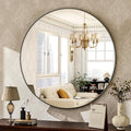 HARRITPURE Round Mirror 24 Black Wall Mounted Circle Mirrors Vanity Mirror with Brushed Aluminum Alloy Frame Modern Decoration for Bathroom, Living Room, Vanity, Bedroom, Entryway