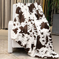 Fleece Throw Blanket for Bed Couch, Cozy Gifts for Women Men Girls Boys, Brown White Soft Plush Lightweight Warm Throw Blanket for All Seasons Farmhouse Decor (50"x60")