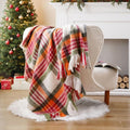 BATTILO Christmas Red Plaid Throw Blanket for Couch Bed, Soft Mohair Tartan Plaid Blanket, Farmhouse Style Checkered Pattern, Red Green Throw Blankets for Home Decor(50"x60")
