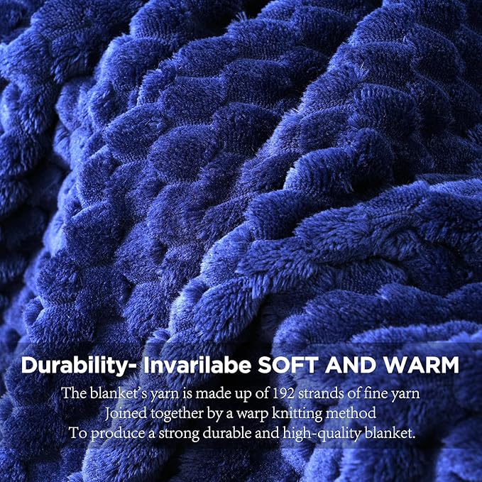 Zyrah Fleece Throws for Couch Super Soft Throw Blanket Lightweight Decorative Fuzzy Cozy Blankets for Sofa Chair Bed (A-Navy Blue, Twin(60"x80"))