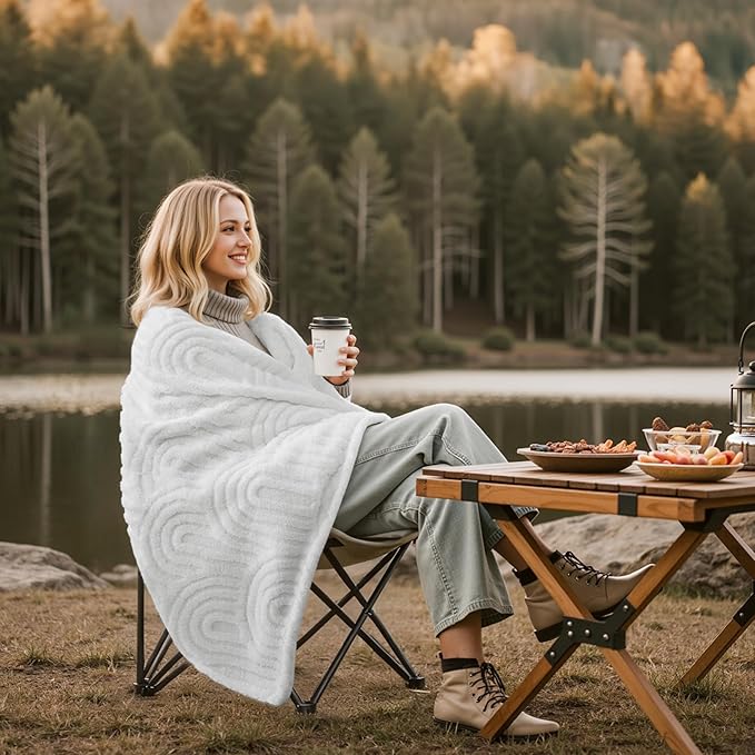 Joiedomi Throw Blanket for Couch, Soft White Fleece Blankets Gifts for Women Mom Girls, 280GSM Cozy Cute Soft Throw Home Room Decor Aesthetic Gifts 50x60 Inches