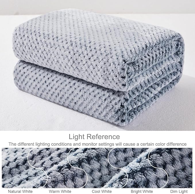 Exclusivo Mezcla Fleece Bed Blanket King Size, Super Soft and Warm Blankets for Couch, Sofa and Bed Waffle Textured, Cozy, Fuzzy and Lightweight (Heather Navy Blue, 90x104 Inches)