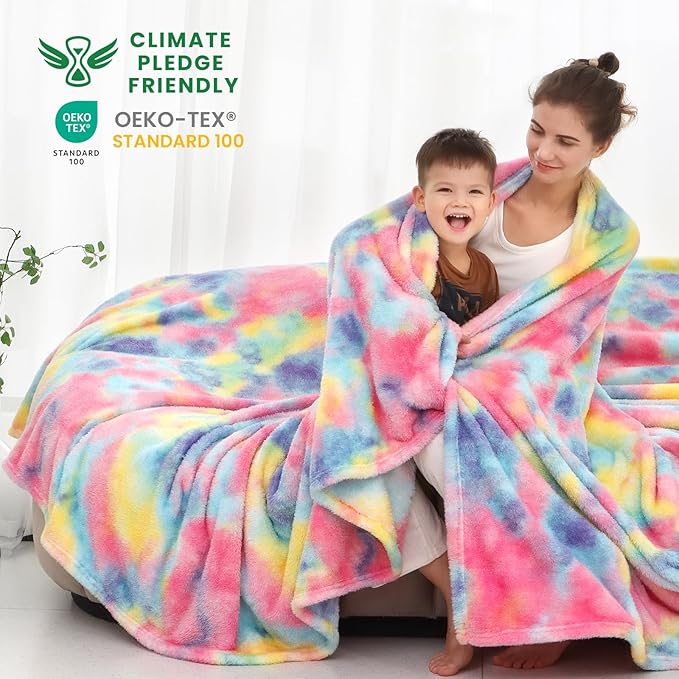 obinsm Rainbow Fleece Throw Blanket, Ultra Soft Warm Lightweight Flannel Microfiber Plush Throw for Couch Sofa Bed, Fuzzy Cozy Blanket for Women, Home Decor Travel Camping Gift, 50x60