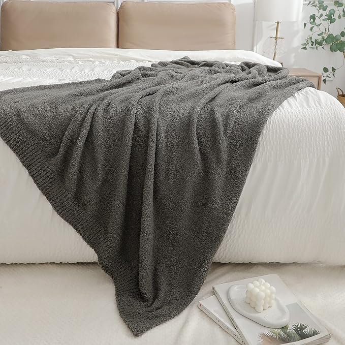 bearberry Super Soft Fluffy Throw Blanket Lightweight Cozy Warm Bed Blankets for Couch Bed Sofa All Season (Dark Grey, 60”x80”)