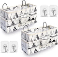2pcs Large Wall Hanging Organizer Bag, Linen Fabric Door Hanging Storage Baskets with Pockets, Waterproof Bin for Kitchen, Bedroom, Office, RV Camper (White)