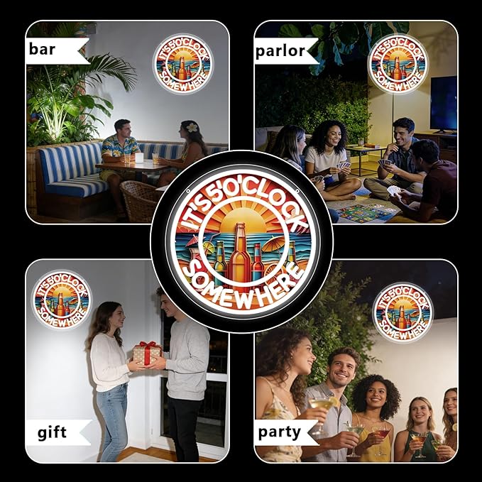 Its 5 00 O'clock Some Where Neon Signs for Wall Decor,Beer Neon Led Sign for Palm Tree Sunset Beach Bar Man Cave Garage Neon Light Five Oclock Somewhere Sign.