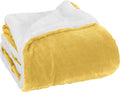 Elegant Comfort Luxury Ultra-Plush Velvet Touch Fleece Throw Soft, Warm, Cozy| Micromink Sherpa-Backing Reversible Blanket for Bed, Sofa and Couch, Solid Yellow