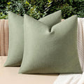 MIULEE Pack of 2 Decorative Outdoor Solid Waterproof Throw Pillow Covers Spring Faux Linen Garden Farmhouse Cushion Cases for Patio Tent Balcony Couch Sofa 20x20 Inch Gray Green