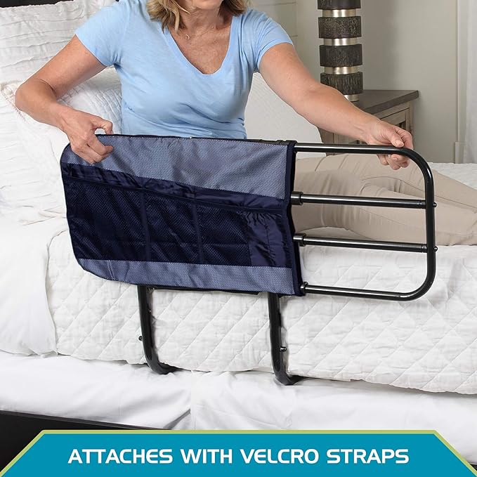 Able Life 4-Pocket Bed Rail Organizer Pouch, Hanging Bedside Caddy with Mesh Pockets for Easy Access Storage, Bedrail Accessory Bag, Compatible with the Able-Life Bedside Extend-A-Rail