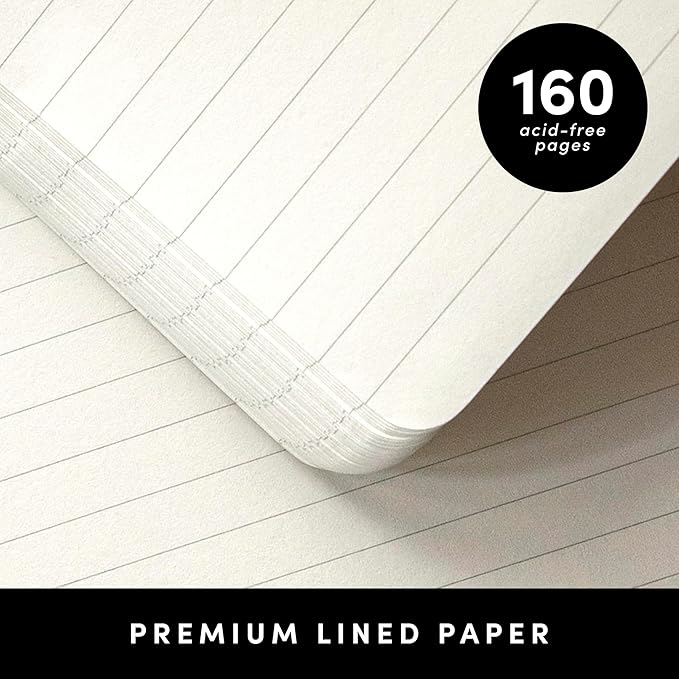 PAPERAGE Lined Pocket Journal Notebook, 1 Pack, (Cognac), 160 Pages, Small, 3.6 inches x 5.6 inches - 100 GSM Thick Paper, Hardcover