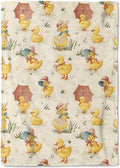 Cute Duck Fleece Blanket - 60x80in Adorable Duckling in Hat and Parasol Throw Blankets,Soft Cozy Lightweight, Ideal for Living Room Home Farmhouse Decor and Kids Women Girls Spring Gifts