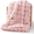 Bedsure 3D Fleece Bubble Blanket for Couch - GentleSoft Pink Throw Blanket for Sofa Bed Room Decor - Luxury Soft Cozy Gifts for Grilfriend, Lightweight, All Seasons, Pink, 50"×60"