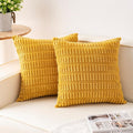 Aegero Pack of 2 Corduroy Decorative Throw Pillow Covers 16x16 Inch Soft Striped Pillow Covers Modern Farmhouse Home Decor for Sofa Living Room Couch Bed（Yellow）