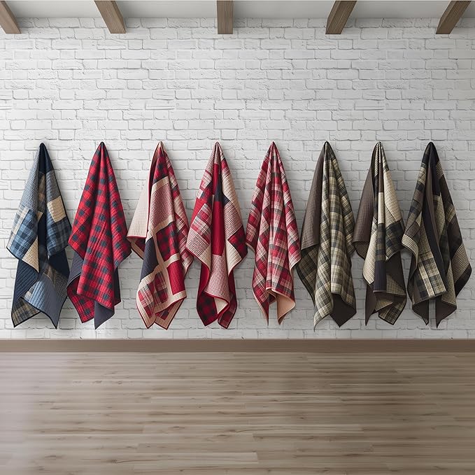 Woolrich Reversible 100% Cotton Throw Cabin Lifestyle Plaid Design - All Season, Breathable, Lightweight, Luxe Double Sided Quilting for Bed, Couch, and Sofa Winter Hills, Tan 50"x70"