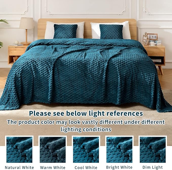 FY FIBER HOUSE Fleece Blanket King Size for Bed 300GSM Super Soft Plush Fuzzy Blankets and Throws for Sofa Couch Office, 90x108 Inches, Storm Blue