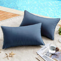MIULEE Pack of 2 Decorative Outdoor Waterproof Pillow Covers Rectangular Garden Cushion Sham Throw Pillowcase Summer Shell for Patio Tent Couch 12x20 Inch Dark Blue