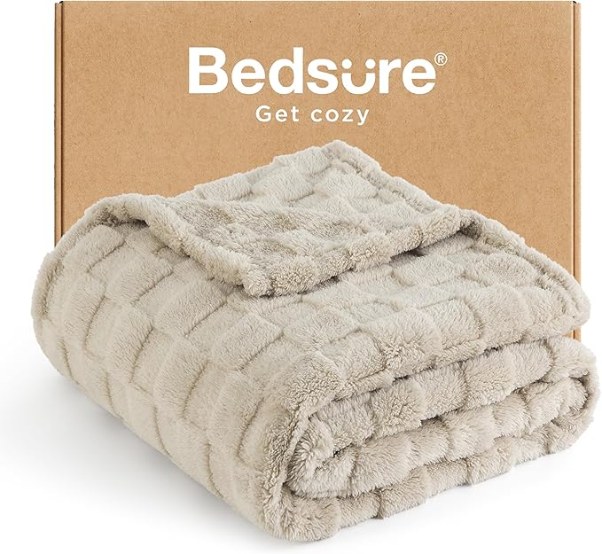 Bedsure GentleSoft Throw Blanket for Couch - Super Soft Cozy Blankets Gifts for Women Men Girls, Cute Small Fleece Throws for Bedroom Home Decor, Neutral, 50x70 Inches