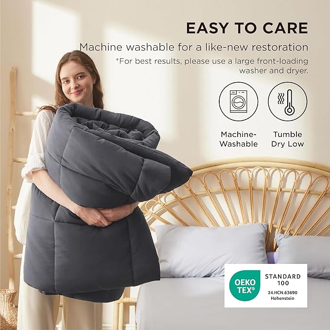 Bedsure Comforter Duvet Insert - Quilted Comforters Twin XL Size, All Season Duvet, GentleSoft Down Alternative Bedding, with 8 Tabs, Gifts for Women/Men, Grey, Twin XL 92 x 68 Inches