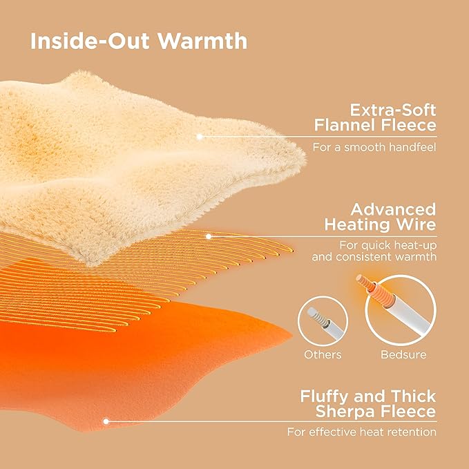 Bedsure GentleSoft Electric Blanket Twin - Soft Ribbed Flannel Heated Blanket, Heating with 10 Time Settings, 6 Heat Settings, and 8 hrs Timer Auto Shut Off (62x84 inches, Pink)