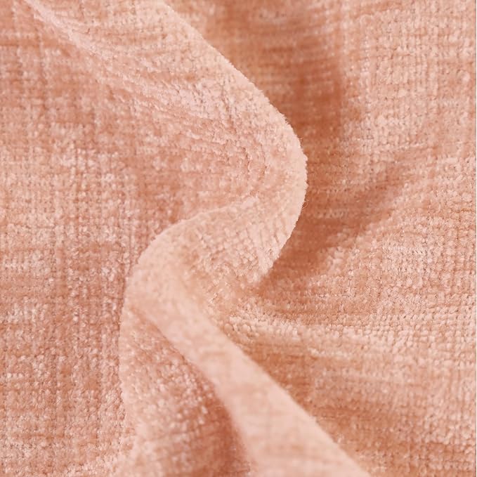 CaliTime Throw Pillow Covers Decorative 20 X 20 Inches Pack of 2 Cozy Solid Dyed Soft Chenille Cushion Cases with Pom Poms for Couch Sofa Bed Living Room Home Dusty Pink