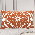 Alysheer Embroidered Lumbar Decorative Throw Pillow Cover 12"x 20", Classic Boho Mandala Embroidery Pattern Cotton Rectangular Cushion Case for Sofa Couch Living Room Bedroom(Burnt Orange)