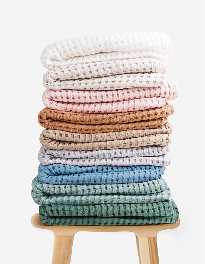 Konssy Waffle Baby Blanket - Soft & Cozy Nursery Swaddle Blanket, Lightweight Toddler Throw for Boys & Girls, Ideal for Wrapping(Blue)