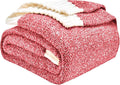 CozeCube Super Soft Fullfy Microfiber Reversible Knitted Blankets, Warm Cozy Fuzzy Plush Throw, Christmas red and White Melange Throw Blanket for Couch Bed Sofa, 50" x 60"