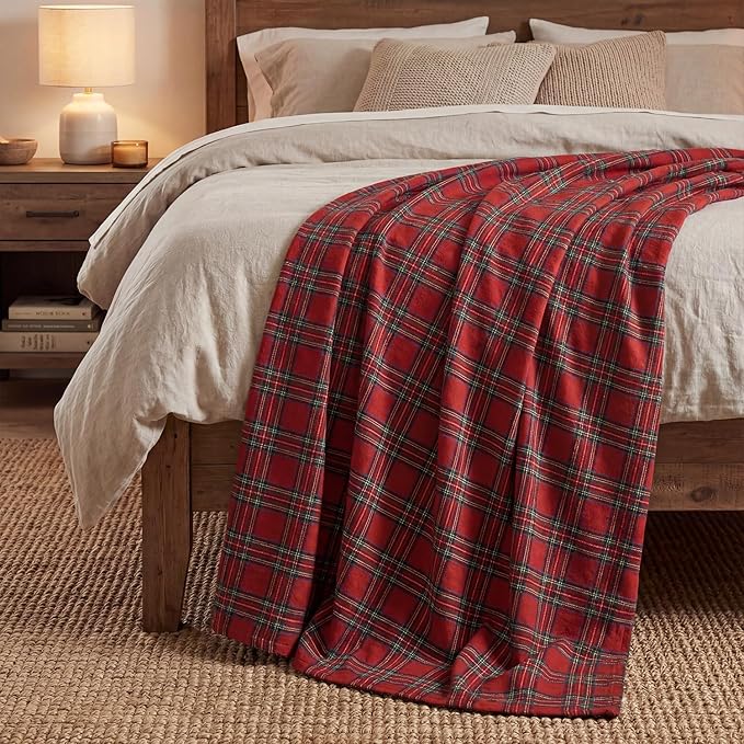 Horaldaily Red Green Farmhouse Plaid Spring Decorative Blanket Throw, Christmas Rustic Soft Lightweight Blanket for Couch Sofa Bed Lounging Decoration, Ideal Gifts for Kids Adults Self, 50x60