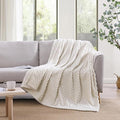 Monbix Ivory Fleece Throw Blanket for Couch- Room Decor Soft Cozy Blankets for Women, Lightweight Fleece Flannel Bed Blanket Suitable for All Seasons(50"×60",Ivory)