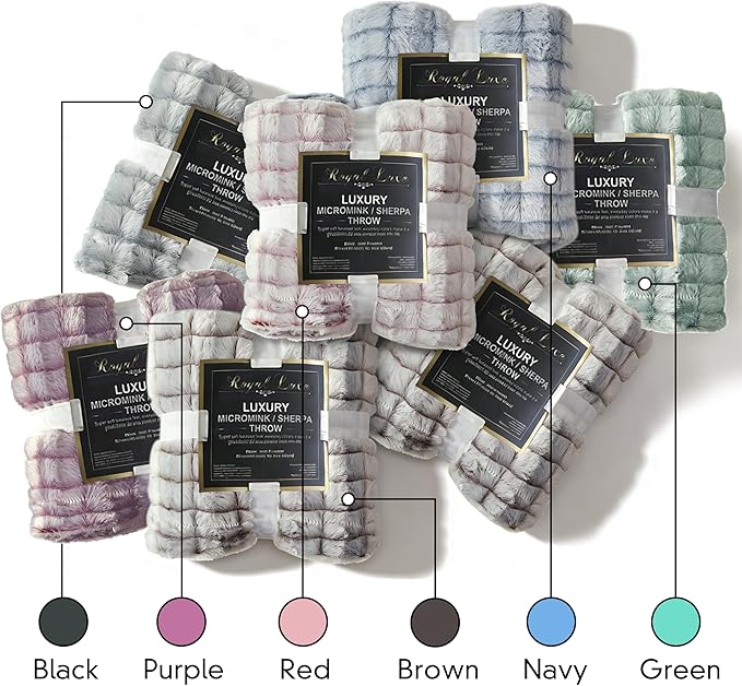 Micromink Sherpa Throw Blanket for Couch, Fluffy Plush Reversible Throw Blanket for Sofa Bed Chair Room Decor - Luxury Soft Cozy Gifts for Women, 50 x 60 Inches, Purple