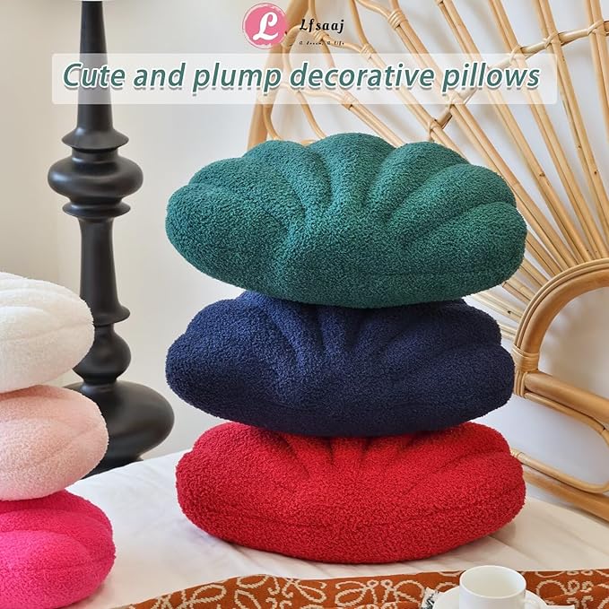 Lfsaaj Seashell Throw Pillows, Shell Shaped Throw Pillows, 18 Inch Soft Home Decorative Pillow Plush Cushion for Bed Couch Living Sofa Room Decor Accent Throw Pillow (Navy 18Inch)