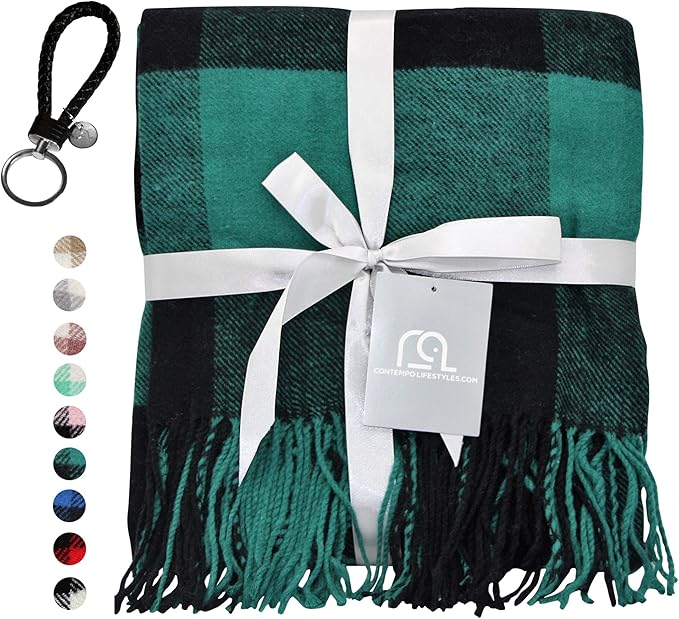 Blankets - Buffalo Plaid Throw Blanket - Decorative Classic Blanket - Comfortable and Ultra-Soft - Lightweight & Indoor Outdoor Blanket - Ideal for Living Room, Couch, Travelling Good for All Seasons