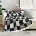 Snuggle Sac Checkered Blanket, Black White Throw Blanket for Couch Plaid Microfiber Fluffy Warm Fuzzy Cozy Soft Throw Blanket Reversible Checkerered Blankets for Sofa, Chair, Bed, Twin(60"x80")