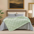 Cozy Bliss Checkered Faux Rabbit Fur Blanket King Size for Bed, Soft Fuzzy Blankets for Women Men, Large Furry Fleece Throw for Bedroom Decor (Sage Green, 108" x 90")