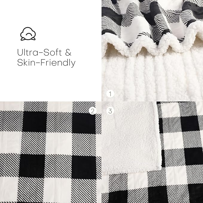 LUXIAN Electric Heated Blanket Full Size 72"x84" - Microplush & Sherpa Fabric Dual-Sided, 9 Heat Settings & 1-10 Hours Auto Off, Machine Washable, Styiped Check