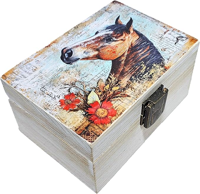 RK Collections Horse Trinket Box Small Jewelry Keepsake Box | Storage Box for Girls Women | Gift Idea, Animal Lover Ornaments for Home Décor (4 x 2.75)