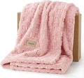 Bedsure Waffle Fleece Blanket for Couch - Light Pink GentleSoft Fluffy Checkered Twin Blanket for Sofa Bed Room Decor, Warm Cozy Cute Women Gift, 60x80 Inches