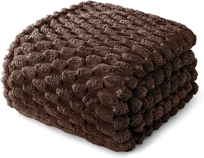 Whale Flotilla King Size Blanket for Bed with Jacquard Pattern, Fuzzy Soft Cozy Exquisite Blankets for All Season, Warm and Fluffy, 90x104 Inch, Coffee