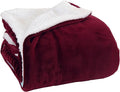 Elegant Comfort Luxury Ultra-Plush Velvet Touch Fleece Throw Soft, Warm, Cozy| Micromink Sherpa-Backing Reversible Blanket for Bed, Sofa and Couch, Solid Burgundy