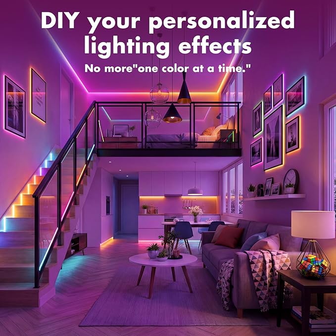 IC Smart RGB LED Strip Lights, 32.8FT LED Lights for Bedroom, App Control/Remote Control, Music Sync, DIY Design, Rainbow Chasing Effects, Strip Lights for Home, Party Decor