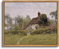 InSimSea Framed Canvas Wall Art Vintage Decor, Landscape Wall Art Prints, Old Cottages Countryside Landscape Wall Art, Rustic Farmhouse Wall Decor for Bedroom Living Room, Retro Room Decor, 9"x11"